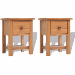 Ces 2 tables de chevet en bois de qualité avec un tiroir et une étagère ajouteront une touche rustique à votre chambre à couc ...