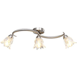 Vidaxl - Plafonnier et abat-jour verre transparent 3 ampoules E14 Tulipe