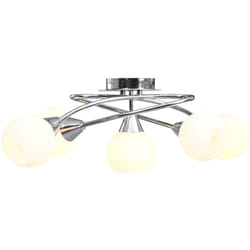 vidaXL Plafonnier avec abat-jour en verre 5 ampoules E14 Blanc Bol