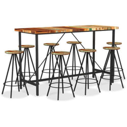 Ensemble De Bar 9 Pcs Bois De Récupération Massif Vidaxl