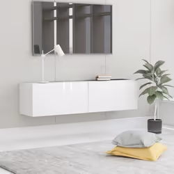vidaXL Meuble TV Blanc brillant 120x30x30 cm Bois d’ingénierie - TU