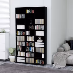 vidaXL Armoire à CD Noir 102x16x177,5 cm Bois d'ingénierie - TU