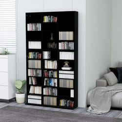 vidaXL Armoire à CD Noir 102x16x177,5 cm Bois d'ingénierie - TU