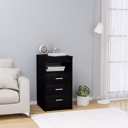 vidaXL Armoire à tiroirs Noir 40x50x76 cm Bois d'ingénierie - TU
