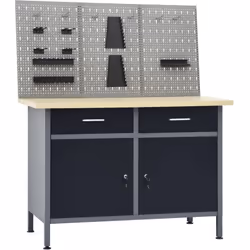 Cet ensemble est combiné avec 1 établi et 3 panneaux muraux et constitue une solution de rangement pratique pour votre atelie ...