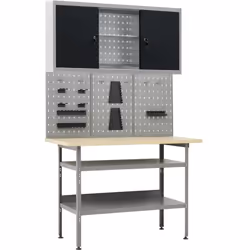 Cet ensemble est combiné avec 1 établi, 3 panneaux muraux et 1 armoire murale, qui seront une solution de rangement pratique  ...