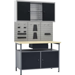 vidaXL Établi avec 3 panneaux muraux et 1 armoire