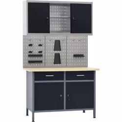 Cet ensemble est combiné avec 1 établi, 3 panneaux muraux et 1 armoire murale, qui seront une solution de rangement pratique  ...