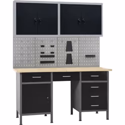 Cet ensemble est combiné avec 1 établi, 4 panneaux muraux et 2 armoires murales, qui seront une solution de rangement pratiqu ...