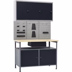 Cet ensemble est combiné avec 1 établi, 3 panneaux muraux et 1 armoire murale, qui seront une solution de rangement pratique  ...