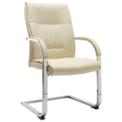 vidaXL Chaise de bureau cantilever Crème Similicuir - TU
