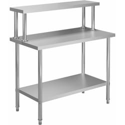 Table de travail de cuisine avec étagère 120x60x120 cm en acier inoxydable