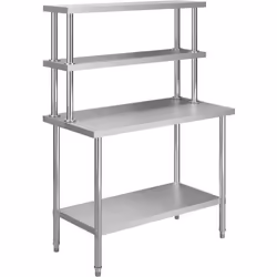vidaXL Table de travail de cuisine avec étagère 120x60x150 cm Inox