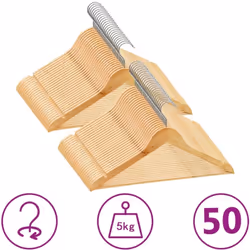 Cet ensemble de cintres en bois est fait de bois dur et de métal, le gardant suffisamment durable et robuste pour supporter l ...