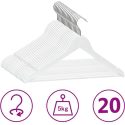 Vidaxl - Cintres antidérapants 20 pcs Blanc Bois dur