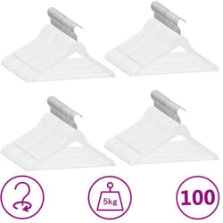 Vidaxl - Cintres antidérapants 100 pcs Blanc Bois dur