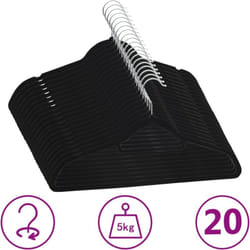 Vidaxl - Cintres antidérapants 20 pcs Noir Velours
