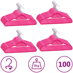 vidaXL Cintres antidérapants 100 pcs Rose Velours - TU