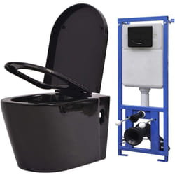 Vidaxl - Toilette suspendue au mur avec réservoir caché Céramique Noir