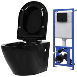 Vidaxl - Toilette suspendue au mur avec réservoir caché Céramique Noir