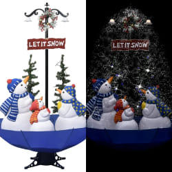 vidaXL Arbre de Noël neigeux avec base de parapluie Bleu 170 cm PVC - TU