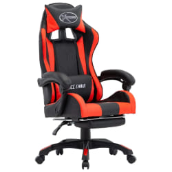 vidaXL Fauteuil de jeux vidéo et repose-pied Rouge et noir Similicuir - TU