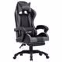 vidaXL Fauteuil de jeux vidéo avec repose-pied Gris et noir Similicuir