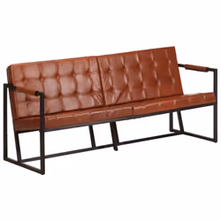 VidaXL 288284, Marron, 3 siège(s), mousse, Cuir véritable, Acier, 1640 mm, 600 mm