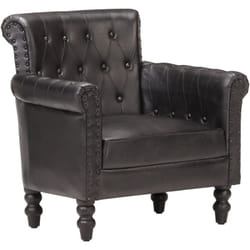 Légant fauteuil en cuir de chèvre réel disponible en différentes couleurs Couleur : noir