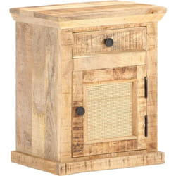 Table de chevet 40x30x50 cm Bois de manguier et canne naturelle Vidaxl