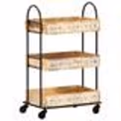 vidaXL Chariot de cuisine à 3 niveaux 46x30x76 cm Bois de manguier