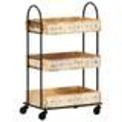 vidaXL Chariot de cuisine à 3 niveaux 46x30x76 cm Bois de manguier