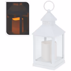 Lanterne À Bougie Led 10.5x10.5x23cm (largeur/profondeur/hauteur) Blanc