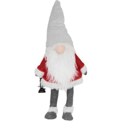 Koopman International B.v. - ecd Germany Gnome de Noël 80 cm Rouge-Gris avec Lanterne Nez led Poupée en Peluche sans Visage Longue Barbe Nain