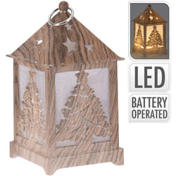 EDM - Lanterne led taillée en bois 6,5x6,5x12cm