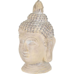 Ecd Germany - Tête de Bouddha Statue Sculpture Décoration Feng Shui Pierre Artificielle Polyrésine 78 cm Beige/Gris Figurine Ornement de Jardin