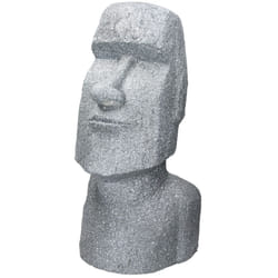 Ecd Germany - Statue Décorative Île de Pâques Rapa nui Moai Tête 53,5 cm Haut Figure Résine Pierre Moulée Gris Ornament Jardin Résistant aux