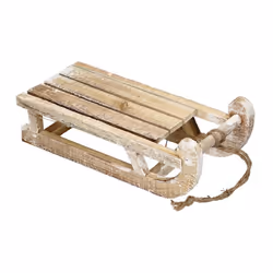 ECD Germany Traîneau de Décoration en Bois avec 25 LEDs Blanc Chaud 315x145x105 cm Marron-Naturel