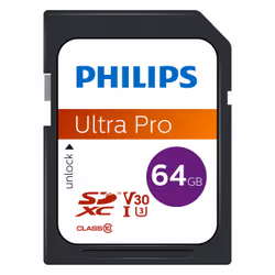 Philips FM64SD65B, 64 Go, SDXC, Classe 10, UHS-I, Class 3 (U3), V30