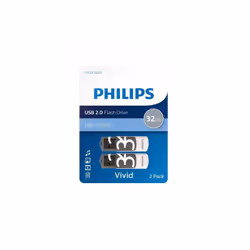 Pack de 2 clés USB 2.0 Philips Vivid 32 Go Gris et Blanc