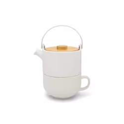 Bredemeijer Umea, Service à thé, 500 ml, Blanc, Bambou, Grès, Filtre à infuser, 135 mm