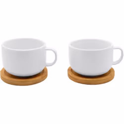Teebecher Umea mit Untersetzer 250ml 2er Set weiß Hauteur 73 mm Mélange de matériaux Bambus / Keramik Largeur 120 mm Volume 0 ...