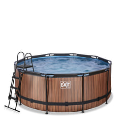EXIT Piscine Wood ø360x122cm avec pompe de filtration - marron