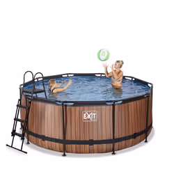 EXIT Piscine Wood ø360x122cm avec pompe de filtration - marron - Vue supplémentaire 4
