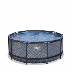 EXIT Piscine Stone ø360x122cm avec pompe de filtration à sable - grise