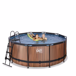 EXIT Piscine Wood ø360x122cm avec pompe de filtration à sable - marron - Vue supplémentaire 5