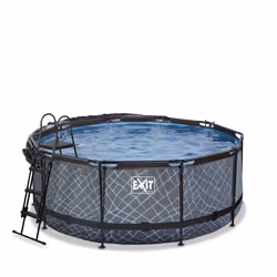EXIT Piscine couverte Stone ø360x122cm avec pompe de filtration à sable - grise