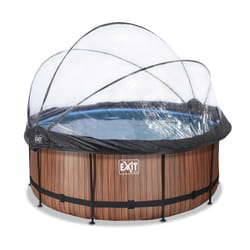 EXIT Piscine couverte Wood ø360x122cm avec pompe de filtration à sable - marron