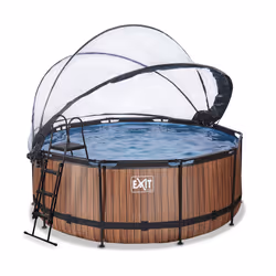 EXIT Piscine couverte Wood ø360x122cm avec pompe de filtration à sable - marron - Vue supplémentaire 2