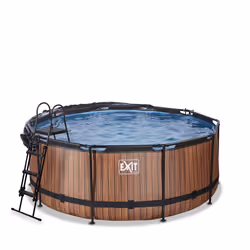 EXIT Piscine couverte Wood ø360x122cm avec pompe de filtration à sable - marron - Vue supplémentaire 3